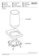 Technische Zeichnung eines KEUCO Glashalters, bestehend aus einem Glasaufsatz und einer Basis. Teile sind nummeriert: 11150009000 (Glas) und 19950000001 (Basis).